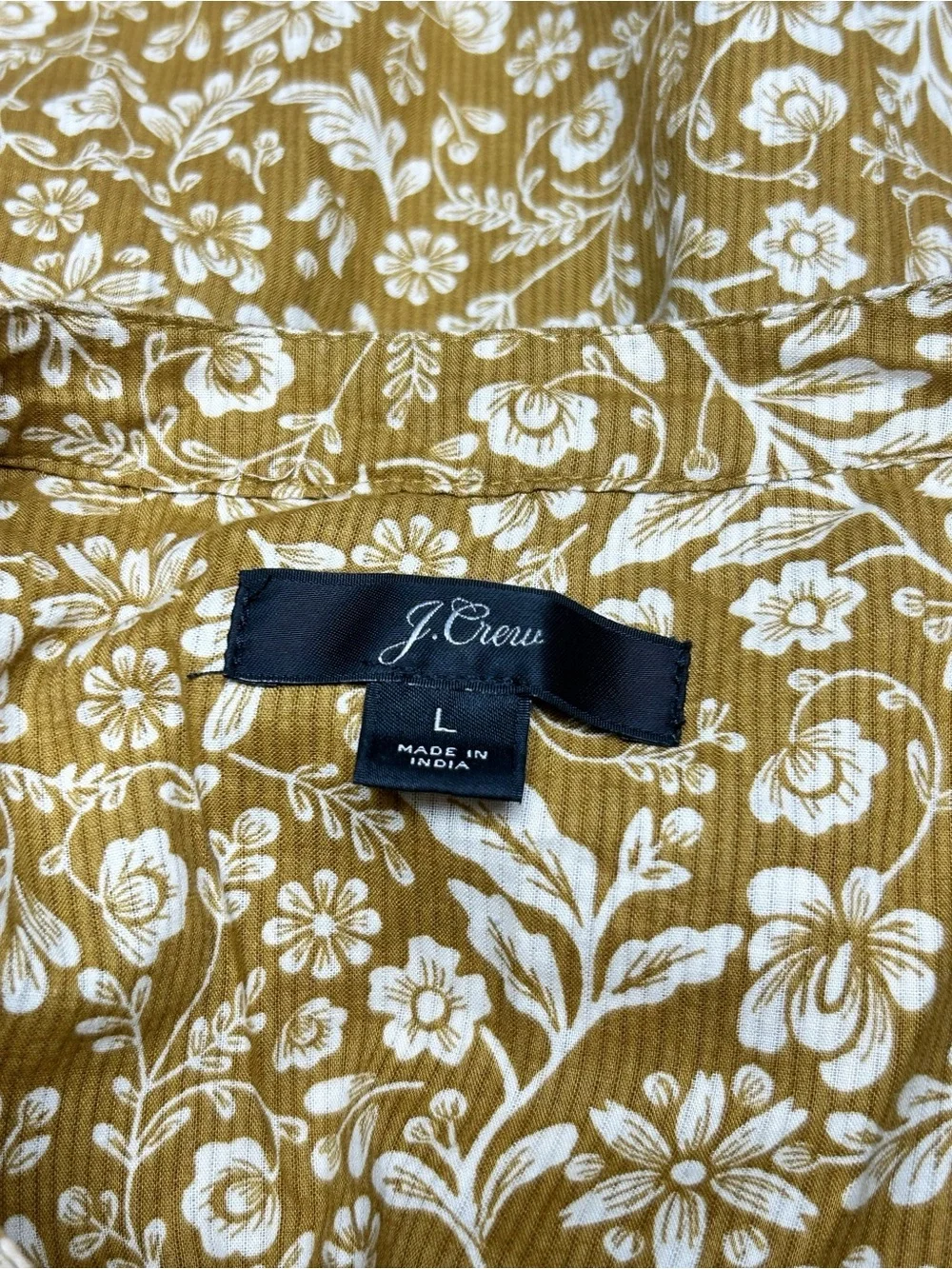 J.Crew Mustard Floral Ruffle Blouse | 100% Cotton | Size Large